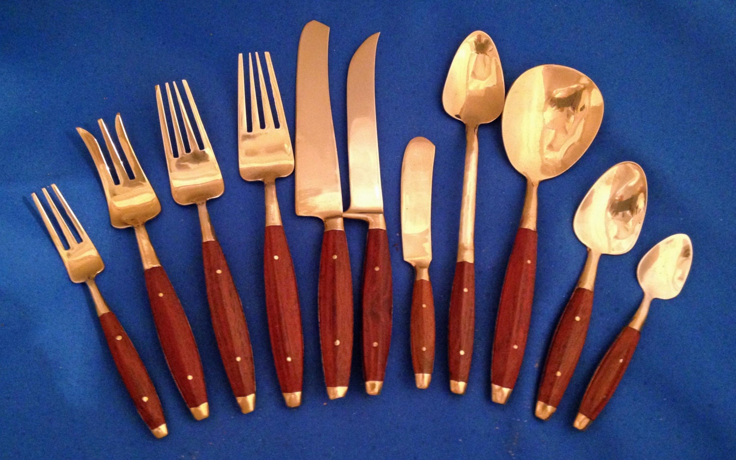 144 Pc Service for 12 Polished Thai Bronze Vintage Flatware
