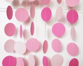 Party Paper Circle Garland, Pink Ombre, Party Decoration, All Occasion Garland, Birthday Garland,  Party Decor 12' Circles