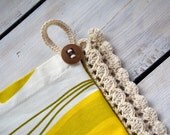 Items similar to Cotton kitchen hand towels with lace edge, Hand