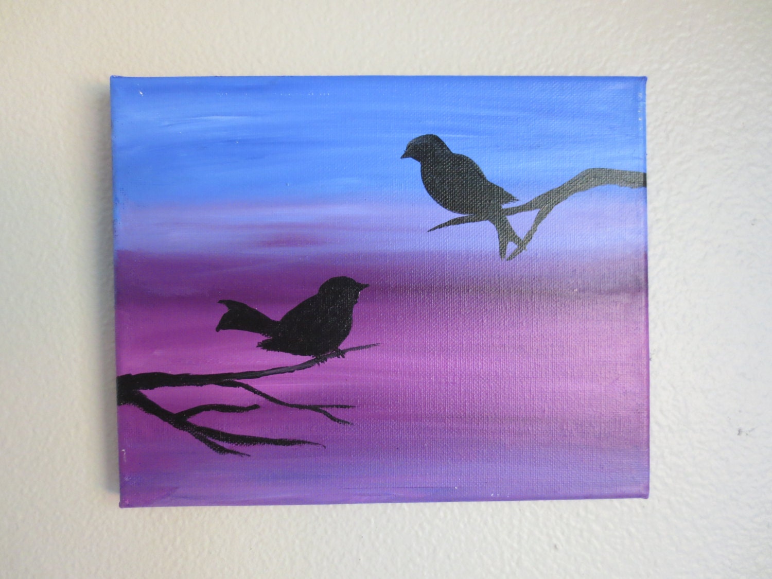 Sunset Bird Silhouette Painting by ScruffyDogCrafts on Etsy