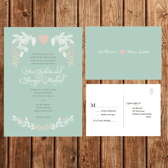 Items similar to Printable Wedding Invitation Suite, Floral, Vintage ...