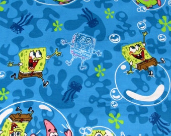 Spongebob Fabric Spongebob Square Pants Fabric Bubble Fun FLANNEL Fabric From Spring Creative