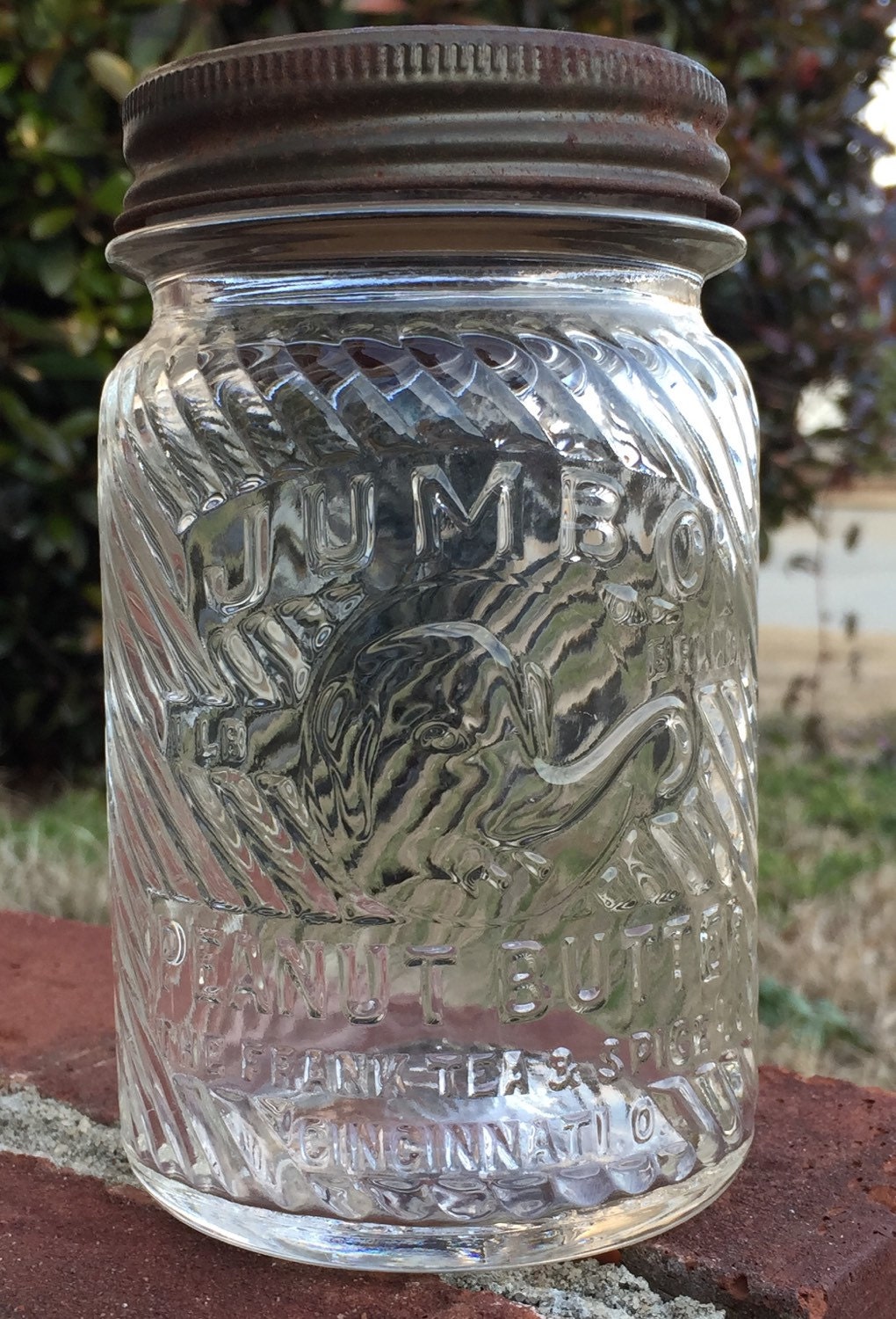 Vintage Frank's Jumbo Peanut Butter Jar 1 lb. Patented