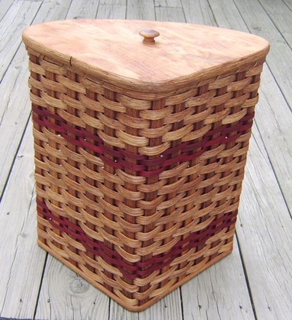 Amish Handmade Small Corner Hamper Basket w/Fitted LidCUSTOM COLORS