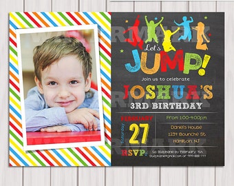 Jump invitation, Bounce house invitation, Trampoline party invitation, Trampoline birthday invitation, Photo invitation Printable DIY