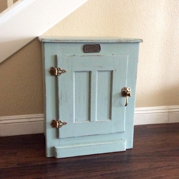 RUSTIC SIDE TABLE Beach Cottage End Table Nautical Decor Blue