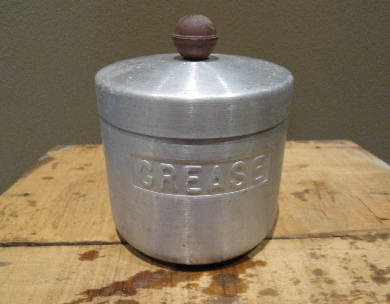 Vintage Reed Aluminum Grease Can Kitchen Canister With