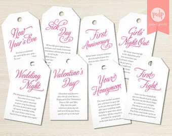 PRINTED ITEM: Panty Tags with Poems / Lingerie Shower or Bachelorette Party Gift Set / Bridal Gift from Bridesmaids - Set of 8