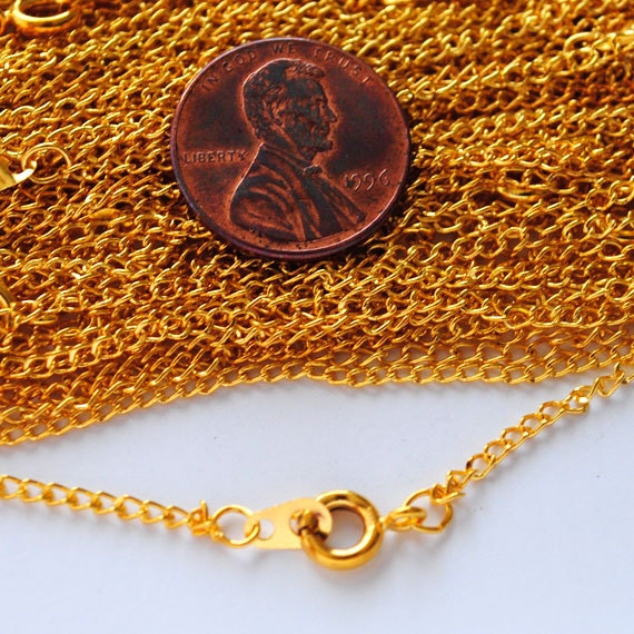 Thin Tiny Gold Chain Necklace Ready Made with Circle by BananaBead