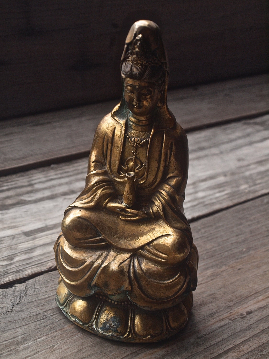 Vintage Guan Yin Bronze Statue / Kwan Yin Statue / Goddess of