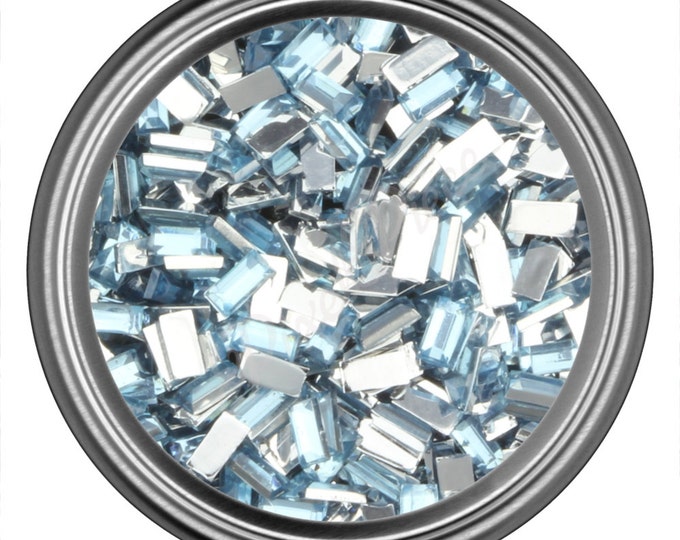 Light Blue Rectangle Rhinestone Gems Flat Back Face Art Nail Art Scrapbook Phone Decoration 3mm