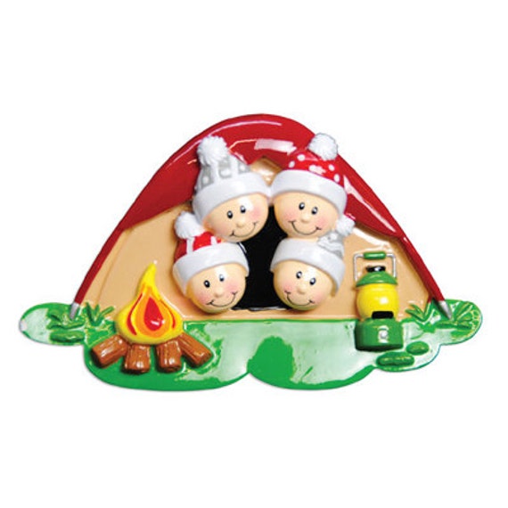 Camping Family of 4 Christmas Ornament by ChristmasinJuly1225