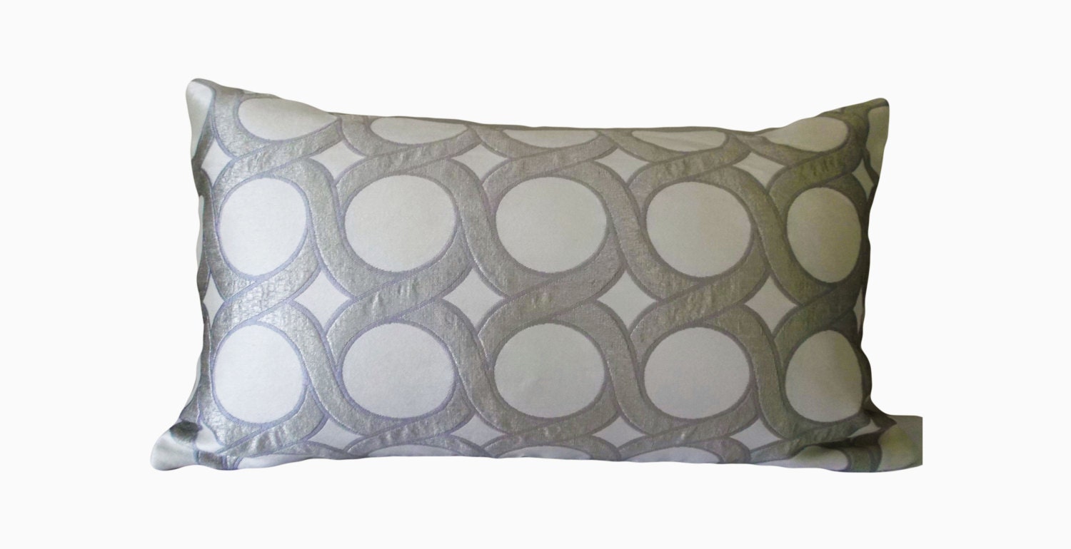 Iman Silver Geometric Lumbar Pillow Cover Decorative Pillow