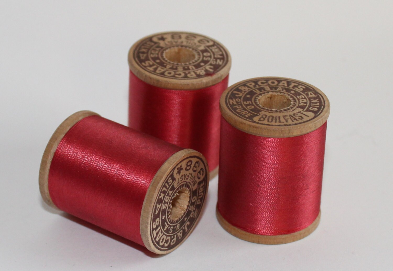 Silk Thread Maroon Ruby Red Pure Silk Size A Spool Wood 50