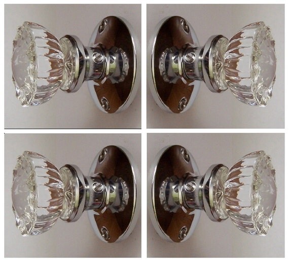 CRYSTAL French Door Knobs TWO Sets 4 Knobs Perfect