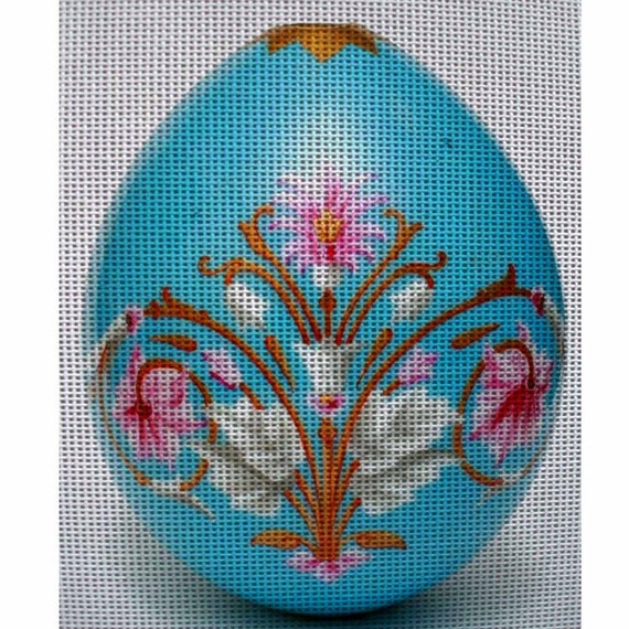 Needlepoint canvas Easter blue egg E042 by StitchArtNeedlepoint