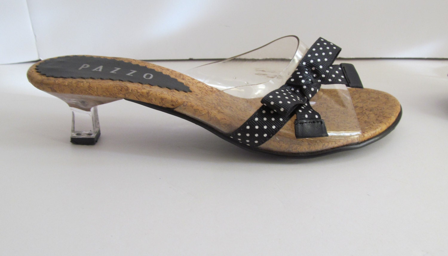 Sassy Clear Kitten Heels Sandals sz 6.5 Pazzo by ReVintageBoutique