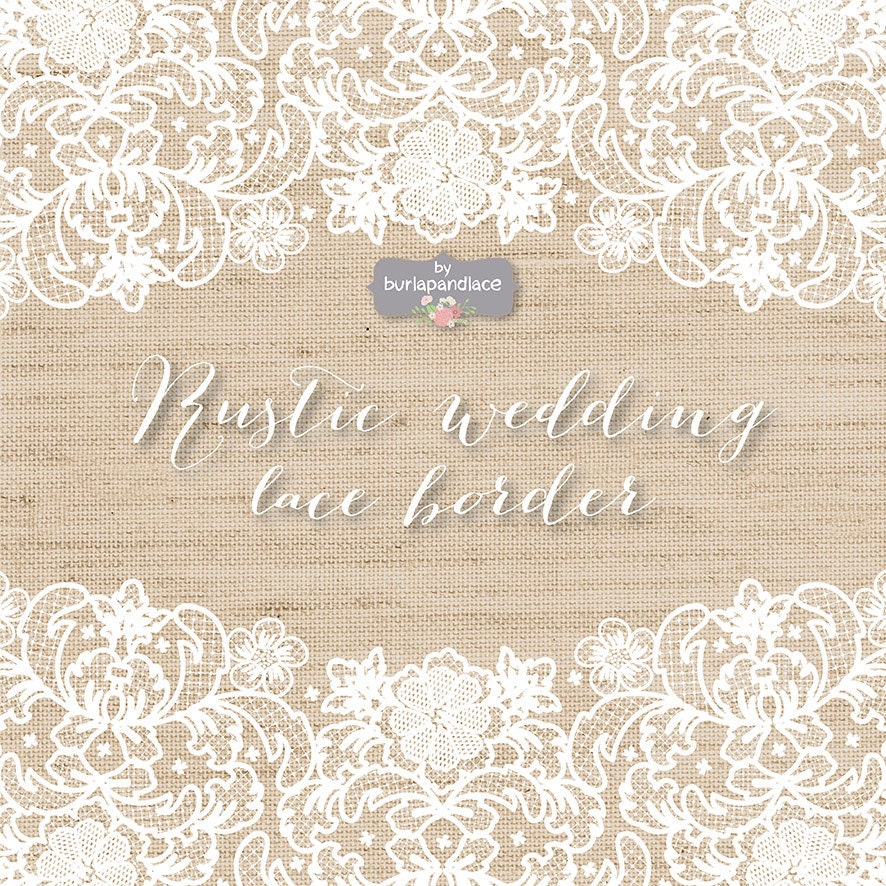 Download VECTOR Lace border rustic Wedding invitation border frame