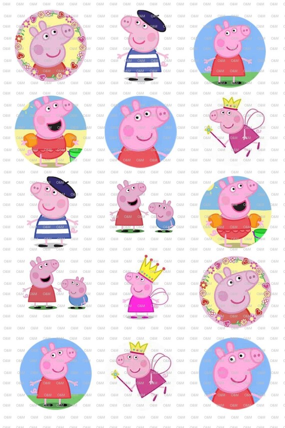 Peppa Pig 1 Bottlecap Circle Images Collage 4x6 Instant