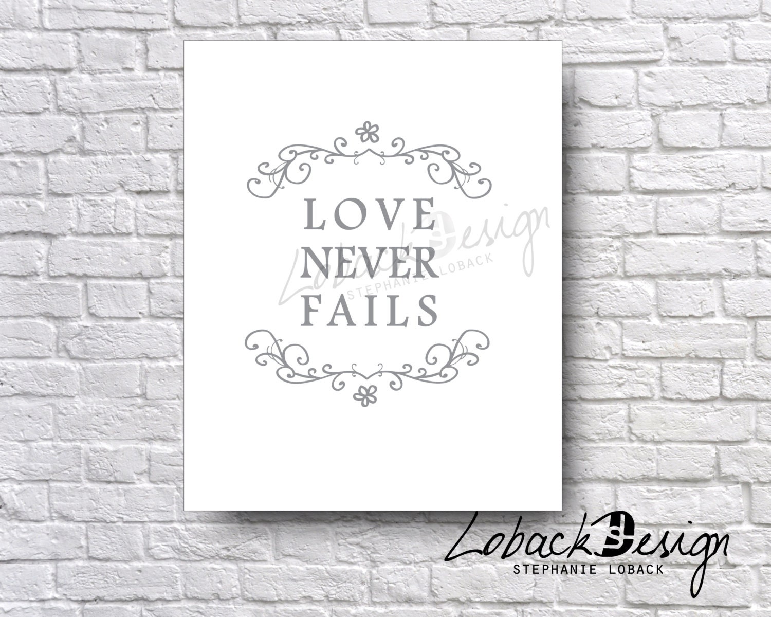 Printable Wall Art Decor Love never Fails Quote by ...
