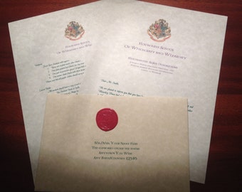Hogwarts Acceptance Letter Harry Potter Customized