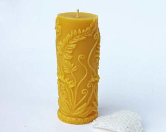 decorative fern beeswax pillar candle decorative fern beeswax pillar candle