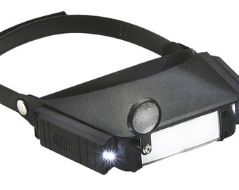 Multi-power Illuminated LED Head Magnifier Fixed and Flip Lens Loupe