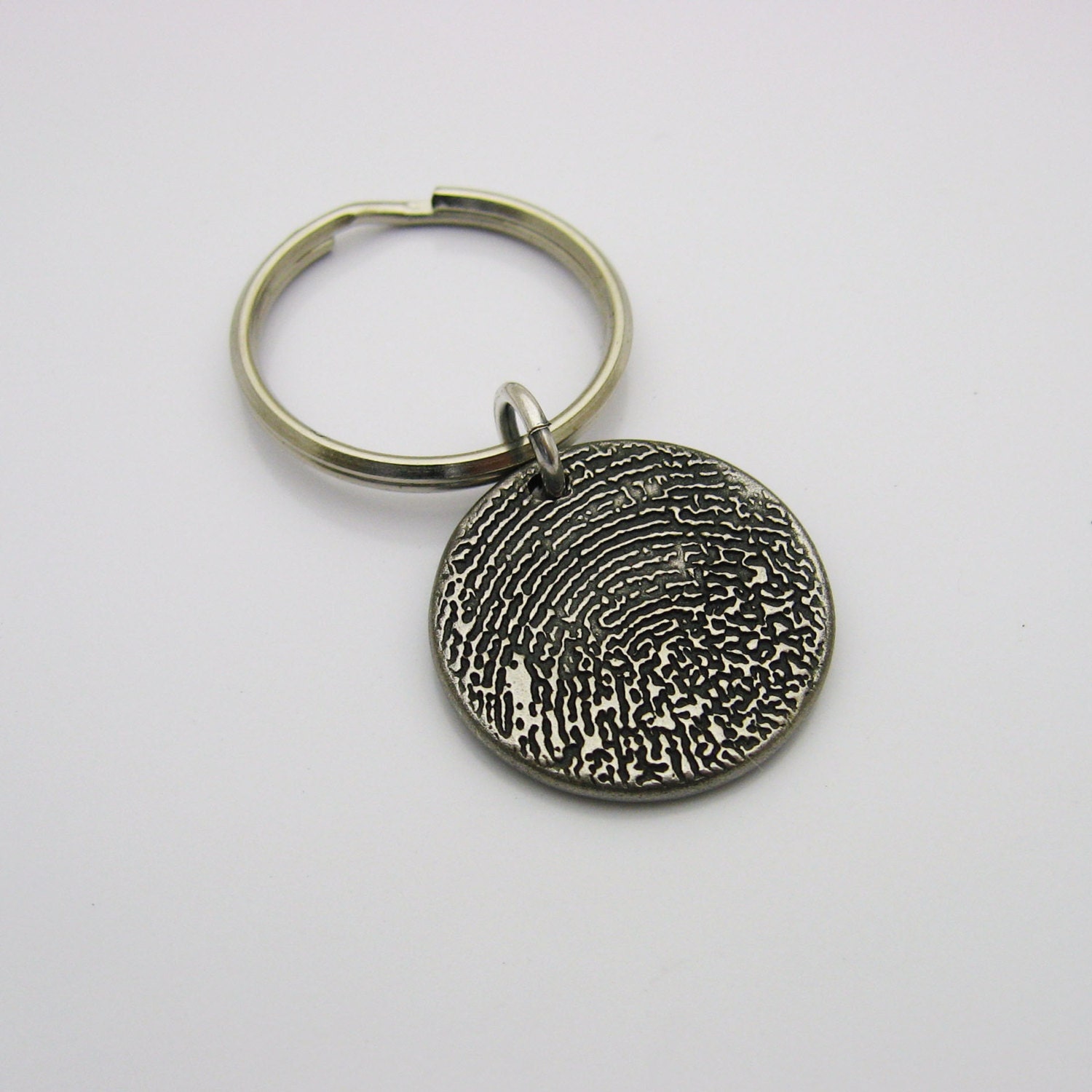 Fingerprint Keychain Personalized Keychain Rustic Keychain