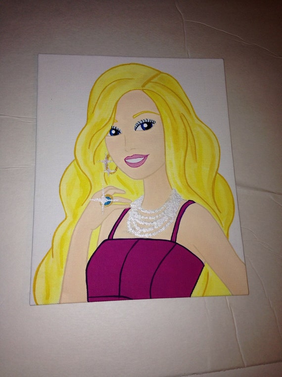 Barbie inspired canvas painting by MimiBellaCreations on Etsy