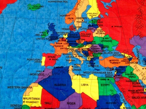 World Map Pieced Throw Quilt 42 X 59 Kids Love