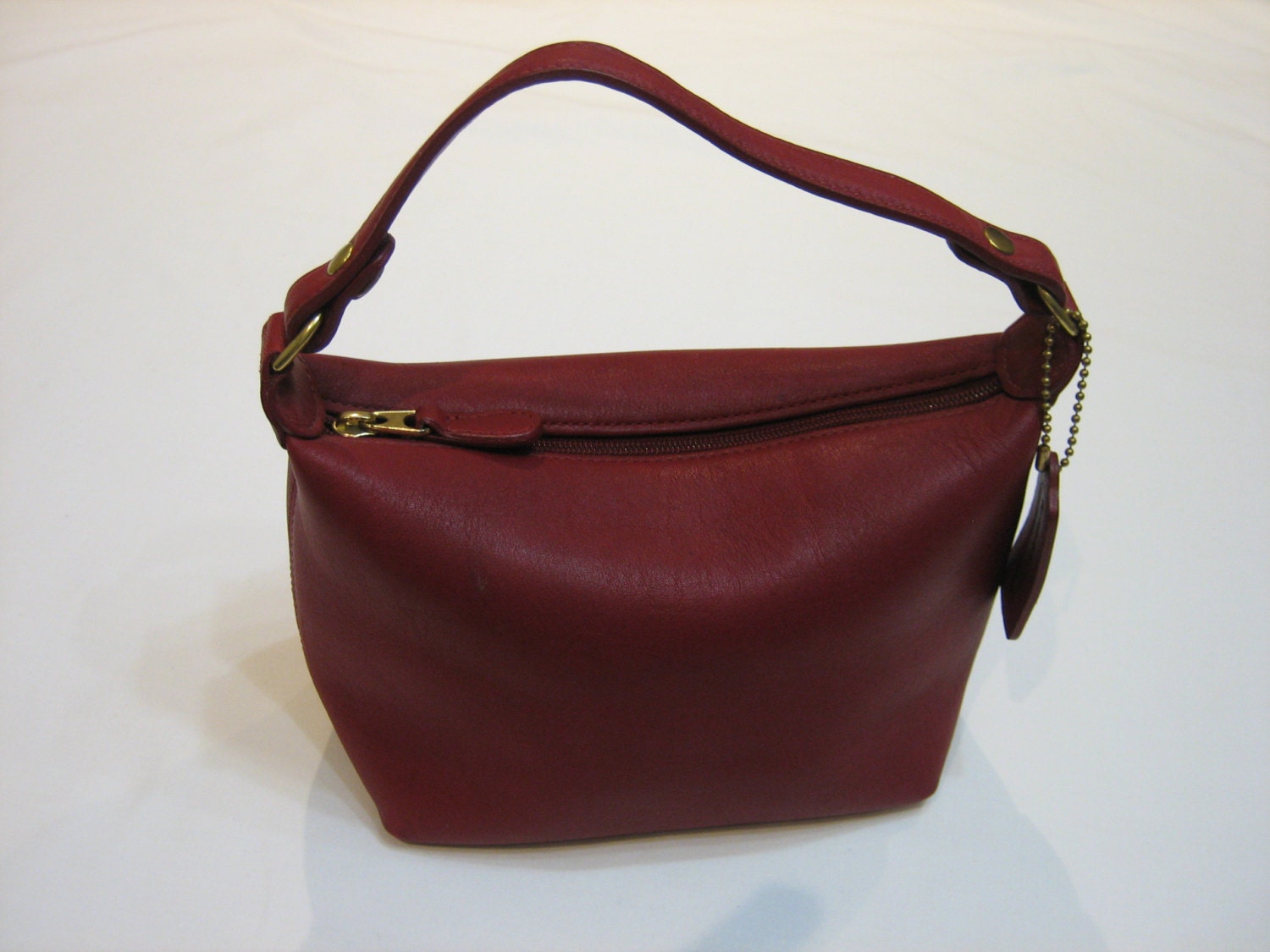 Vintage Coach Red Leather Zip Top Handbag Purse by CLASSYBAG