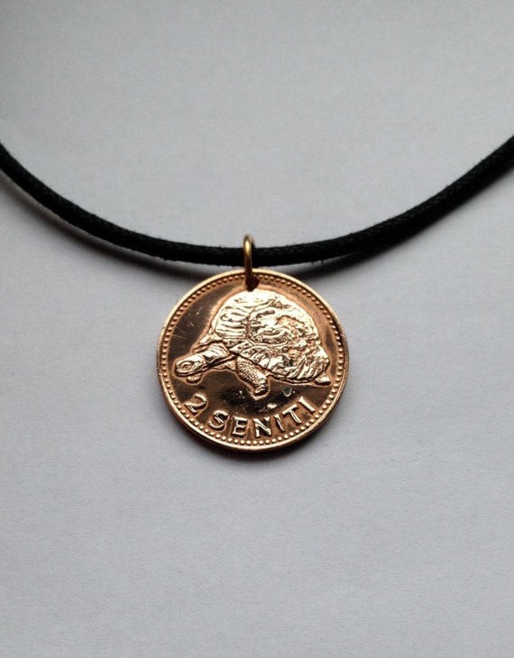 1968 Tonga 2 seniti coin pendant charm necklace by acnyCOINJEWELRY