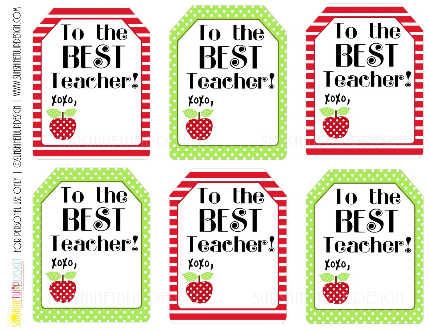 Printable Teacher Appreciation Gift Tags The Best Teacher