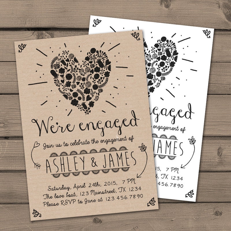 We Re Engaged Onepaperheart Stationary Invitations