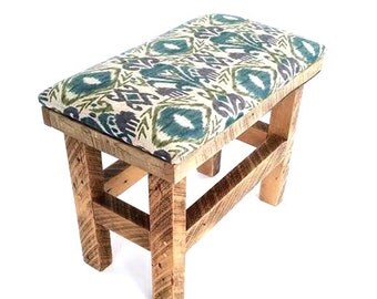 Handmade Reclaimed Wood Upholstered Bench, Kids seating, Entryway bench, reclaimed wood bench, barn wood bench