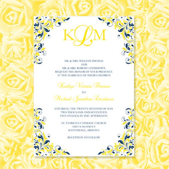 Yellow wedding invitations cheap