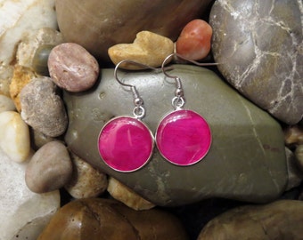 Pressed Peony Drop Earrings - Pressed Flower Earrings - 18mm Drop Earrings