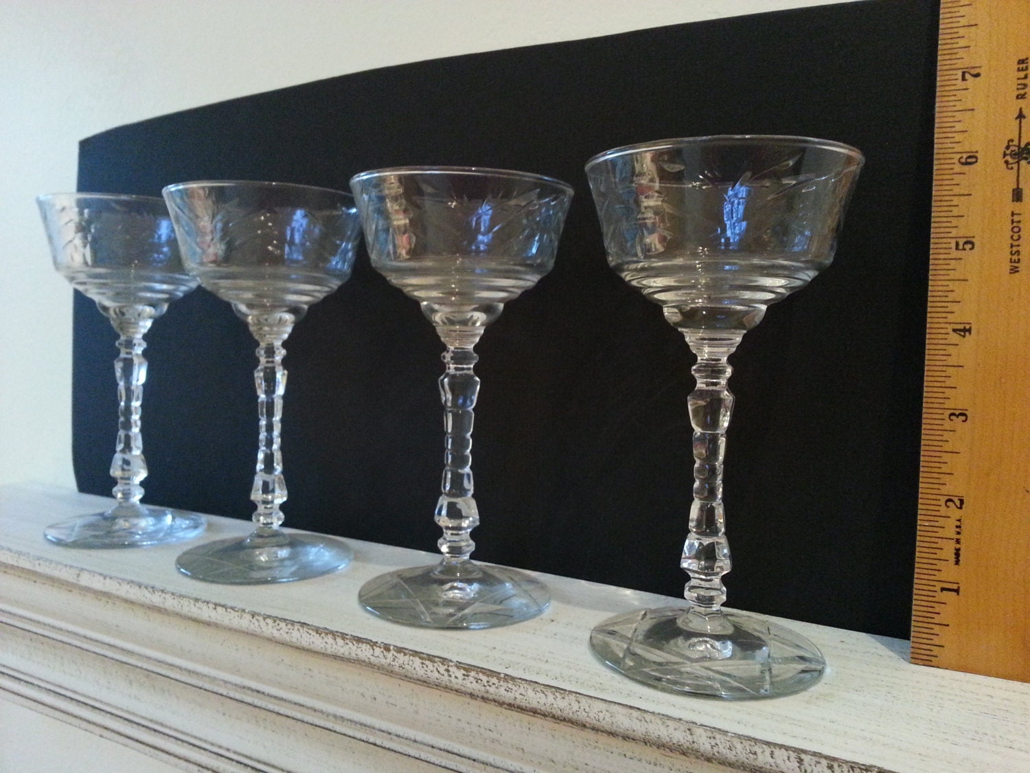 Vintage Lead Glass LIQUEUR- DESSERT GLASSES (4) 1950s Wedding Reception ...