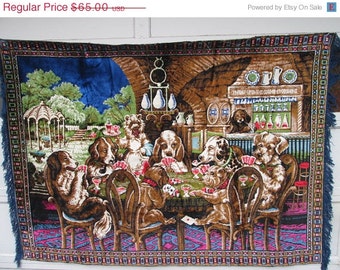 Dogs playing poker tapestry sale