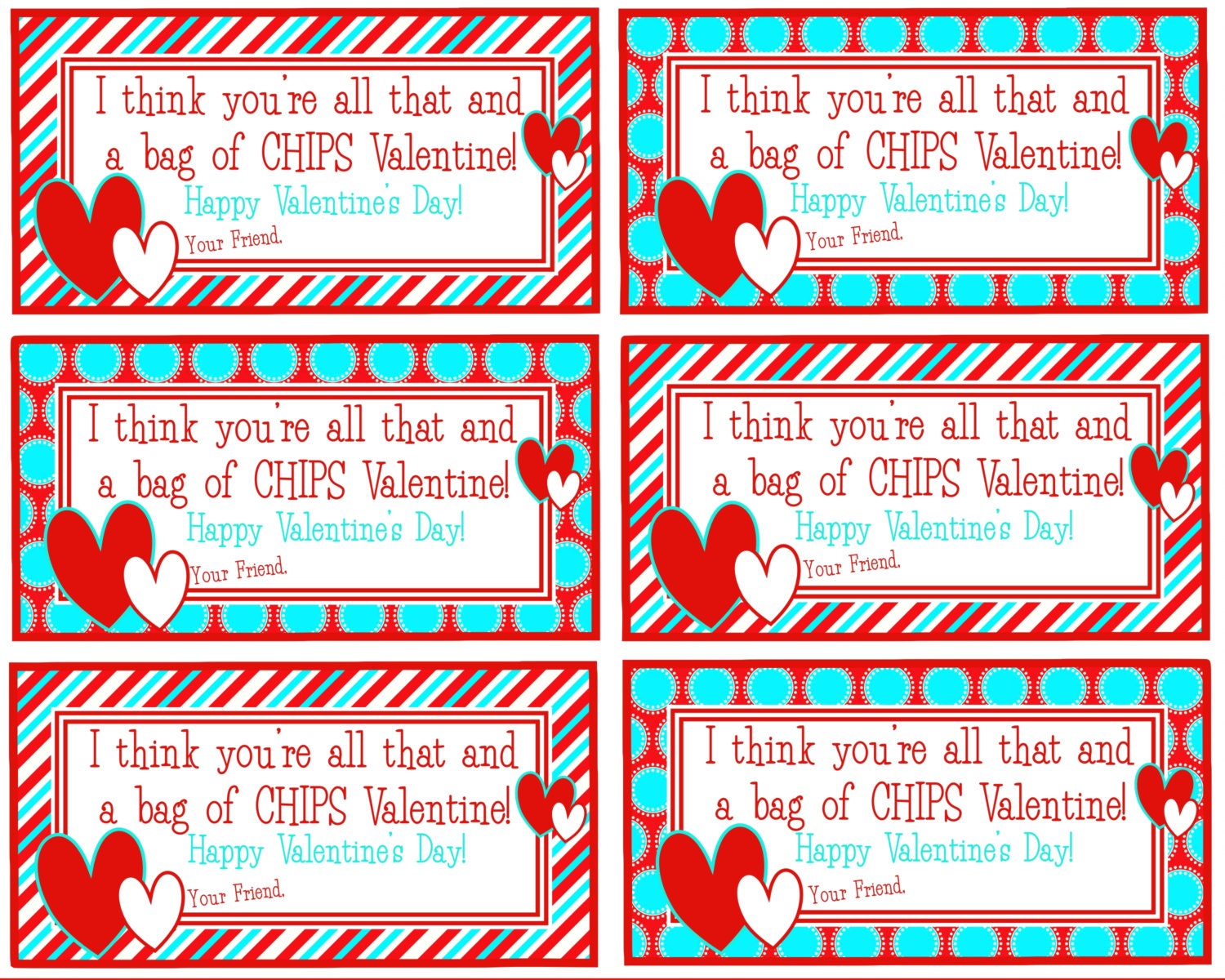 Printable Valentine You're all that and a bag of CHIPS