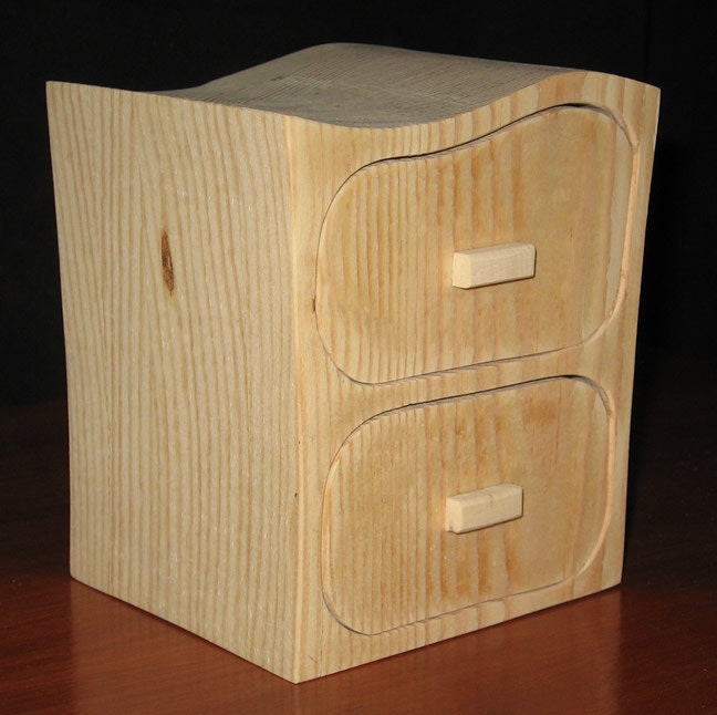 Mini Pine Box with Drawers Unfinished Wood Storage Box Two