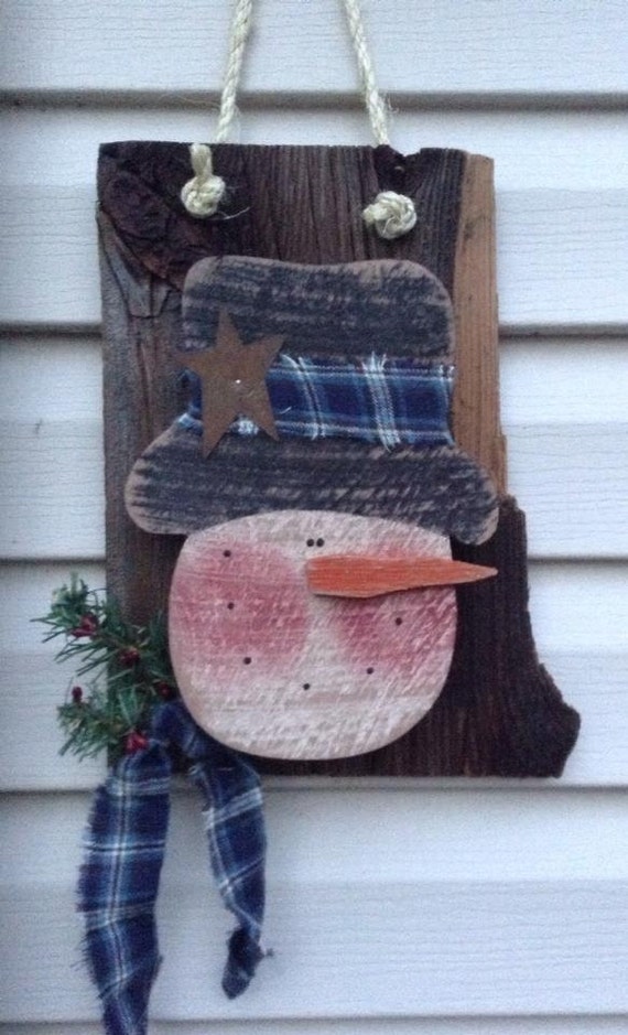 Primitive Snowman Country Primitive Wood Snowman by LnMPrimitives