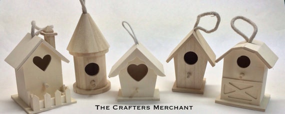 Unfinished Wood Small Birdhouses, Variety Small Bare Wood ...