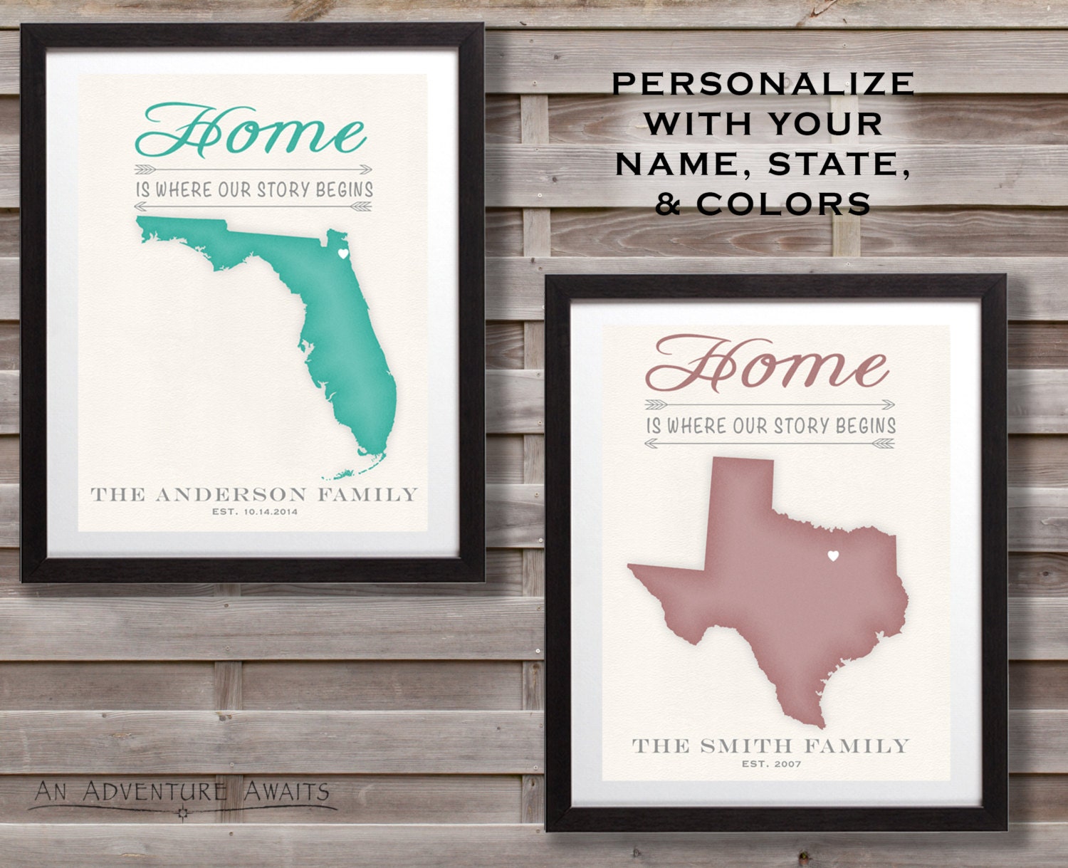 Personalized Hometown State Map Print Home by AnAdventureAwaits