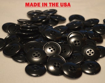 100 1" Bulk Black Buttons 1 inch Black Plastic Buttons Buttons 25mm Black Button Craft Buttons Sewing Buttons Four Hole Buttons