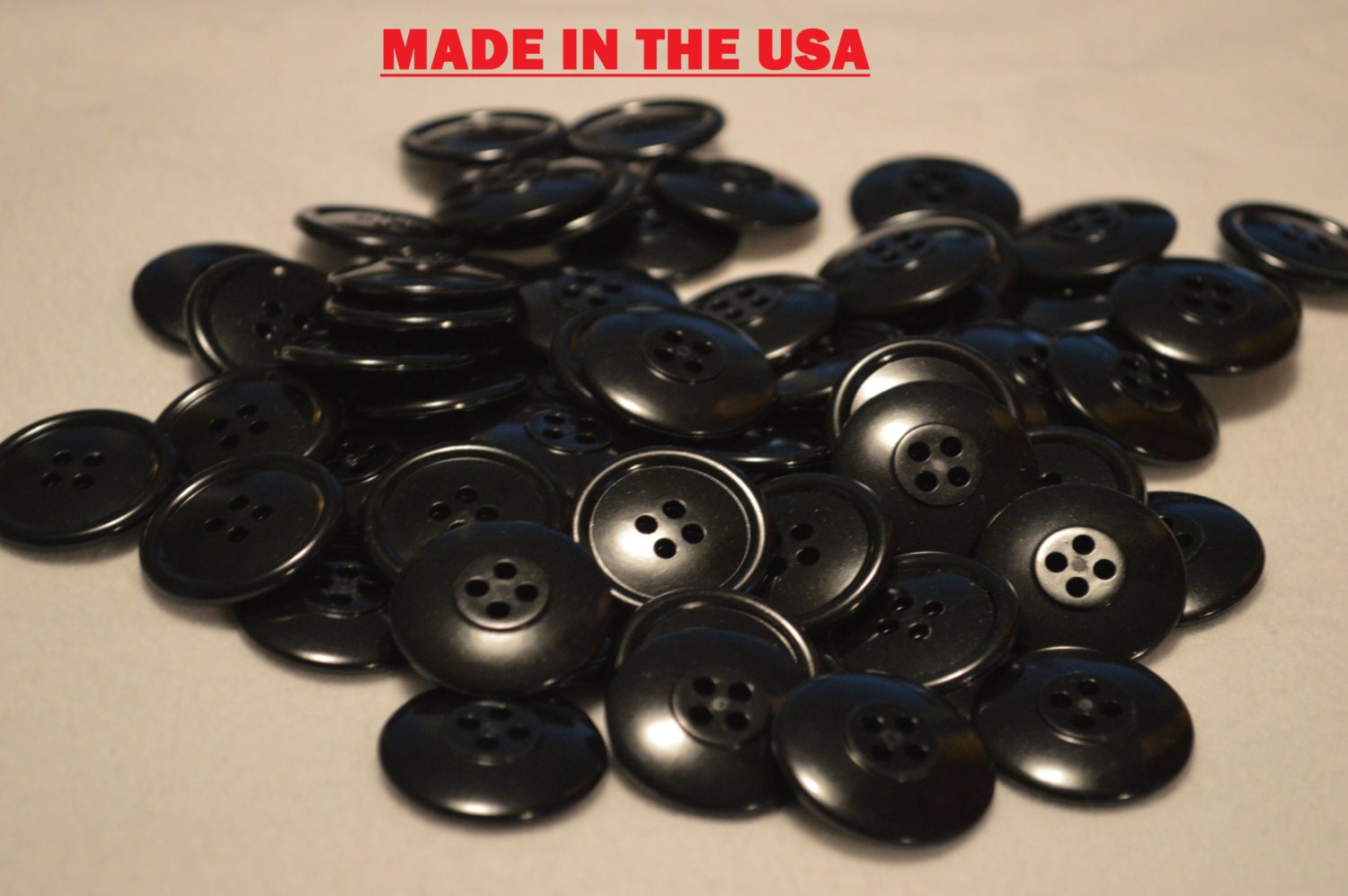 100 1 Bulk Black Buttons 1 inch Black Plastic Buttons