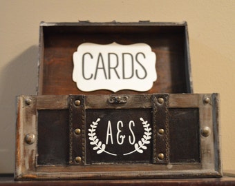 Medium Rustic Wedding Card Box Holder, Rustic Wedding Card Box with initials, Rustic Trunk Wedding Box with Custom Initials B2B