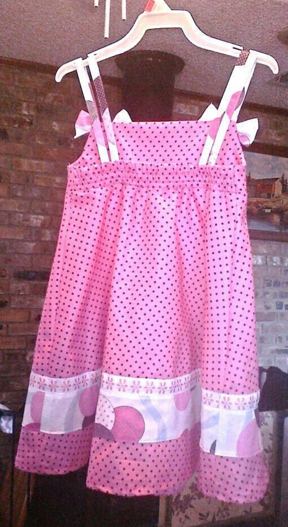 Girls dress girl clothes pink and black polka dots toddler