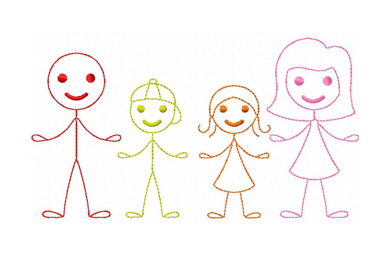 Stick figures embroidery design collection stick by fabricmodern