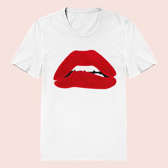 Red Lips Women's Slim Fit TShirt Graphic Tee American